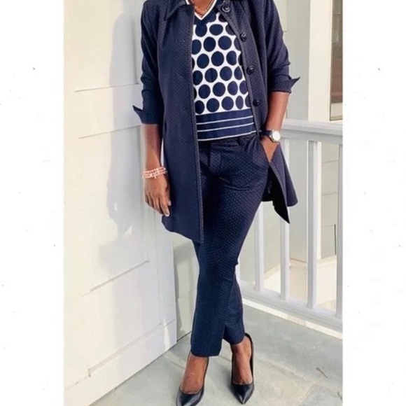 CAbi Jackets & Blazers - CAbi Two Piece Matching Set Jacket and Pants Navy Dot Print Women's Small